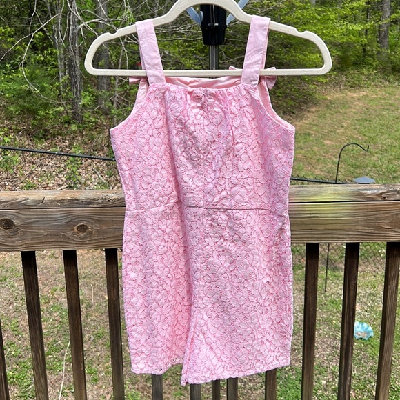 Girl Size Large Crown and Ivy Pink Lace Romper - Picture 6 of 9